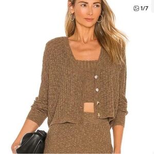 SAYLOR Chocolate Ribbed Cardigan